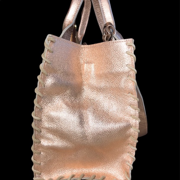 Let and Her Lux designer gold & rose gold leather crossbody. Size:MEDIUM - Picture 8 of 13